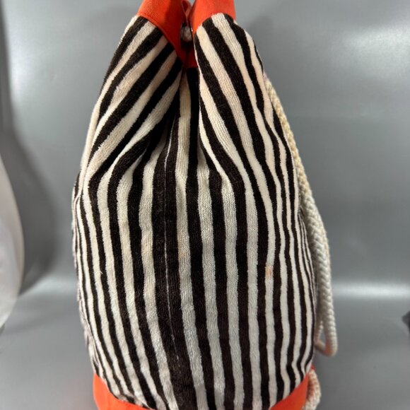 Henri Bender Terry Beach Backpack Brown Orange Stripes Waterproof Lined main image 8